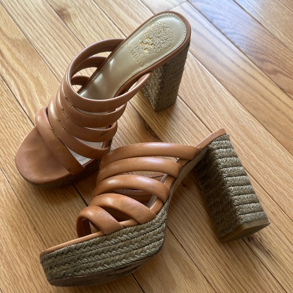 Vince Camuto tan heeled sandals